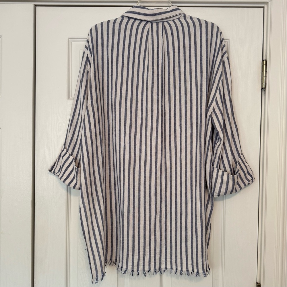Umgee Blue Striped Tunic Top M - Picture 2 of 12